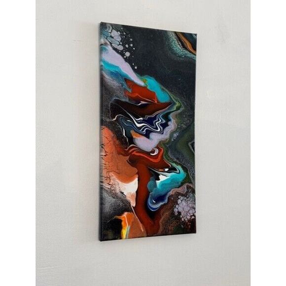 Titled Watchful Woodpecker Original Abstract Acrylic Painting 10X20 on Canvas - Picture 3 of 5
